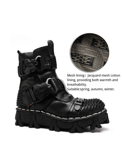 Unisex Buckle Techwear Motorcycle Boots -  combat boots - Unisex Buckle Techwear Motorcycle Boots for Adventurers - View 11
