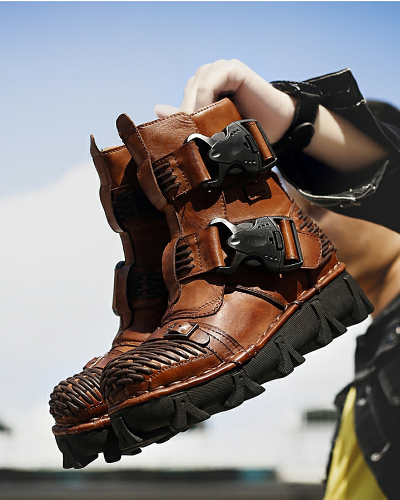 Unisex Buckle Techwear Motorcycle Boots -  combat boots - Unisex Buckle Techwear Motorcycle Boots for Adventurers - View 4