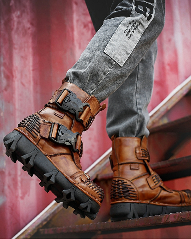 Unisex Buckle Techwear Motorcycle Boots - durable motorcycle boots - Unisex Buckle Techwear Motorcycle Boots for Adventurers - View 2