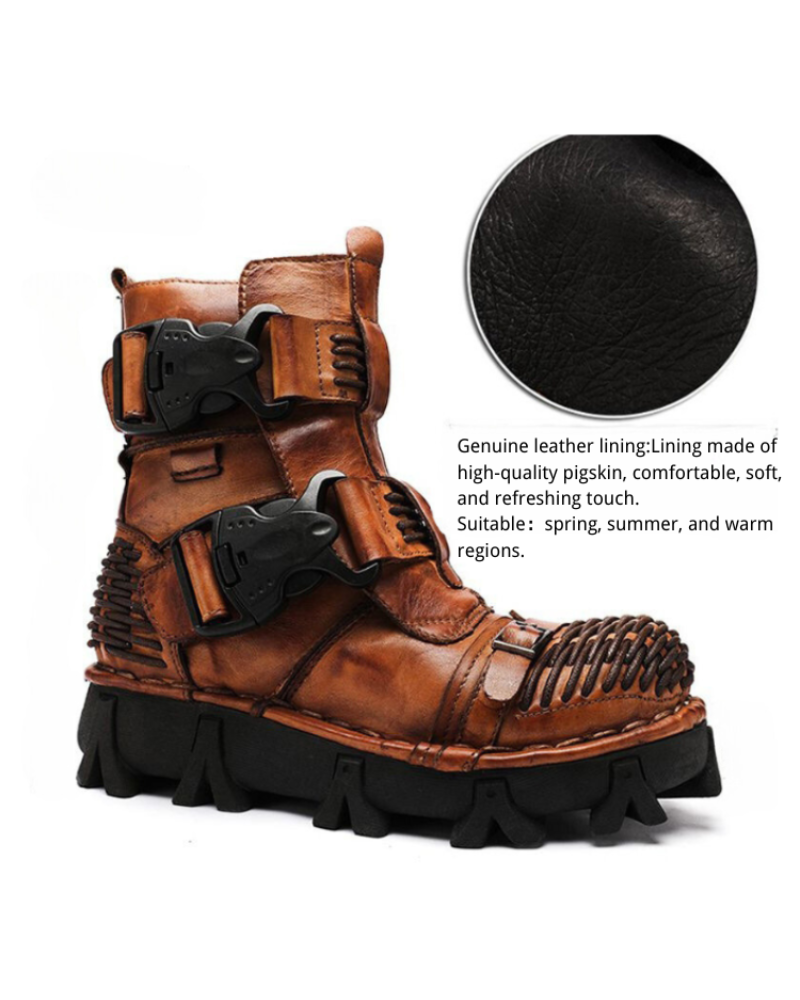 Unisex Buckle Techwear Motorcycle Boots -  leather combat boots - Unisex Buckle Techwear Motorcycle Boots for Adventurers - View 13