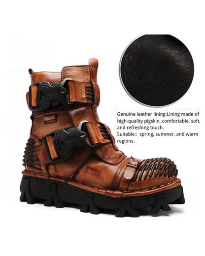 Unisex Buckle Techwear Motorcycle Boots -  leather combat boots - Unisex Buckle Techwear Motorcycle Boots for Adventurers - View 13