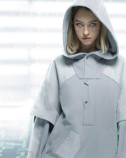 Unisex Cyberpunk Ghost Patchwork Hoodie - hoodie - Unisex Cyberpunk Patchwork Hoodie for Stylish Comfort - View 10