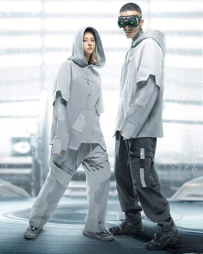 Unisex Cyberpunk Ghost Patchwork Hoodie -  patchwork - Unisex Cyberpunk Patchwork Hoodie for Stylish Comfort - View 6