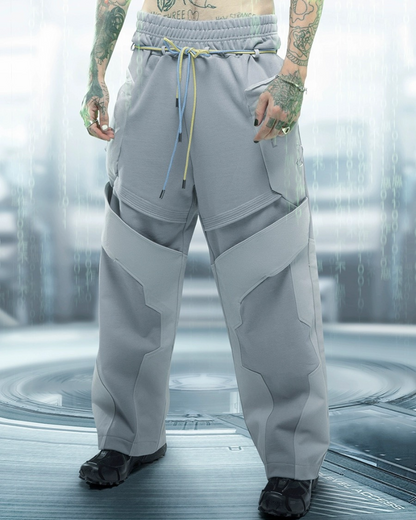 Unisex Cyberpunk Patchwork Pants - cyberpunk pants - Unisex Cyberpunk Patchwork Pants for Futuristic Style - Main view