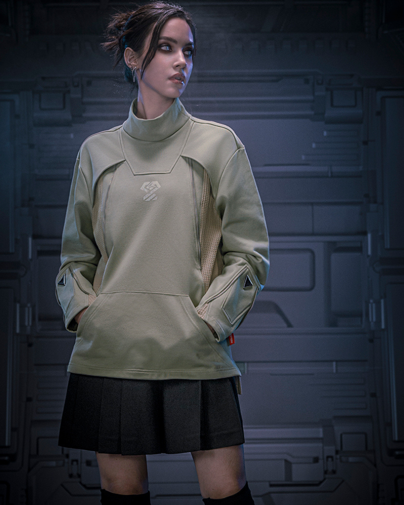 Unisex Cyberpunk Turtleneck Sweatshirt -  comfortable sweatshirt - Unisex Cyberpunk Turtleneck Sweatshirt for Modern Style - View 3