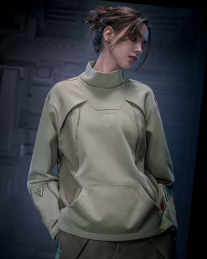 Unisex Cyberpunk Turtleneck Sweatshirt - cyberpunk - Unisex Cyberpunk Turtleneck Sweatshirt for Modern Style - Main view