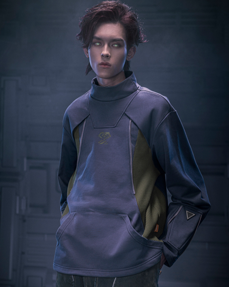 Unisex Cyberpunk Turtleneck Sweatshirt - futuristic fashion - Unisex Cyberpunk Turtleneck Sweatshirt for Modern Style - View 2