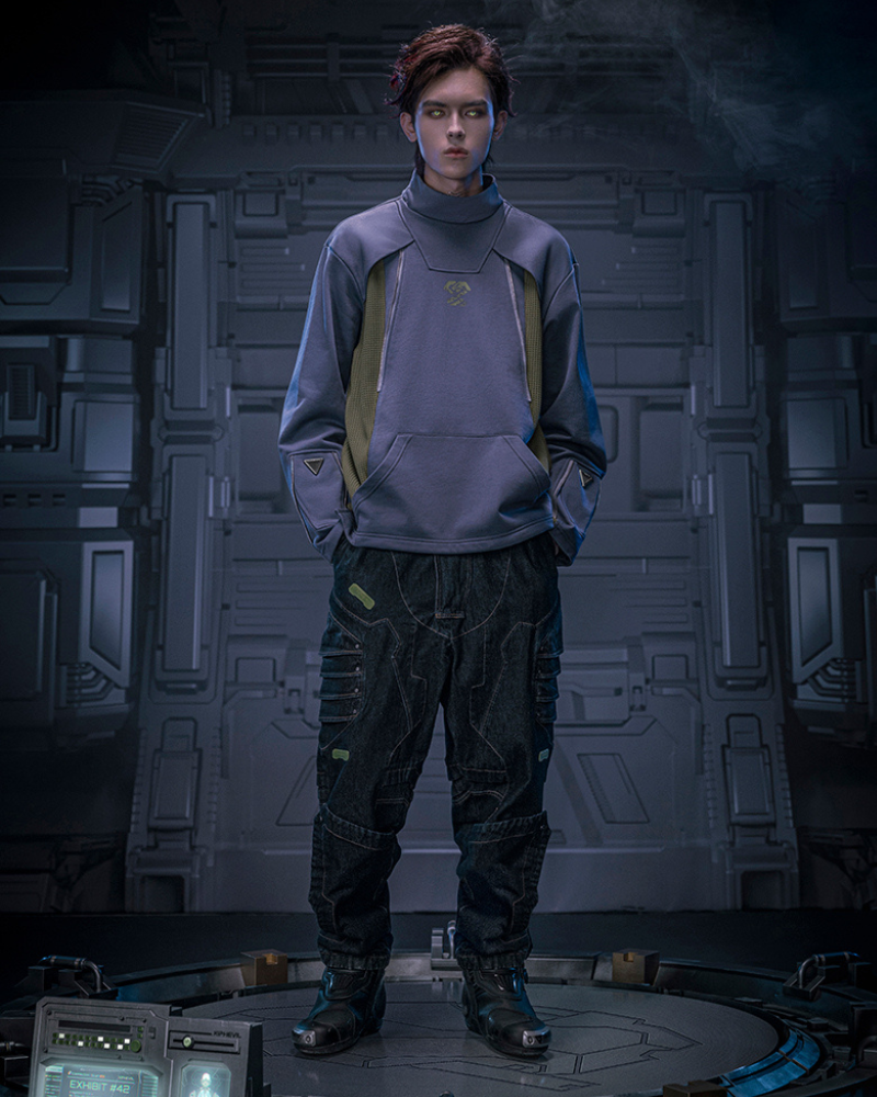 Unisex Cyberpunk Turtleneck Sweatshirt -  techwear trends - Unisex Cyberpunk Turtleneck Sweatshirt for Modern Style - View 6