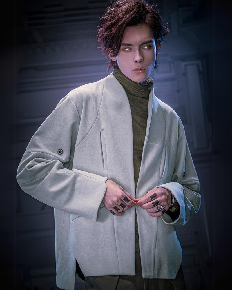 Unisex Minimalist Cyberpunk Suede Jacket - minimalist jacket - Unisex Cyberpunk Suede Jacket for Modern Style - View 2