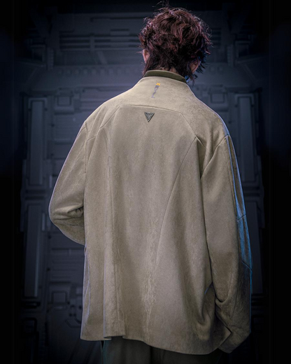 Unisex Minimalist Cyberpunk Suede Jacket -  suede jacket - Unisex Cyberpunk Suede Jacket for Modern Style - View 6