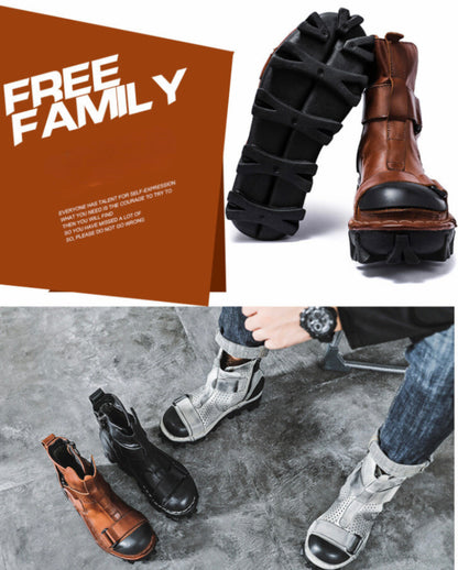 Unisex Punk Motorcycle Platform Boots -  comfortable combat boots - Unisex Punk Motorcycle Platform Boots for Comfort and Style - View 3