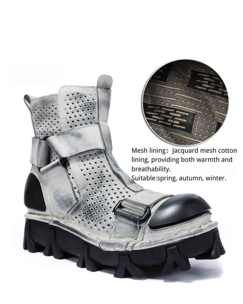 Unisex Punk Motorcycle Platform Boots -  stylish outdoor boots - Unisex Punk Motorcycle Platform Boots for Comfort and Style - View 13
