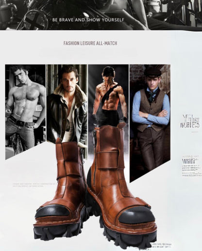 Unisex Punk Motorcycle Platform Boots -  motorcycle boots - Unisex Punk Motorcycle Platform Boots for Comfort and Style - View 4