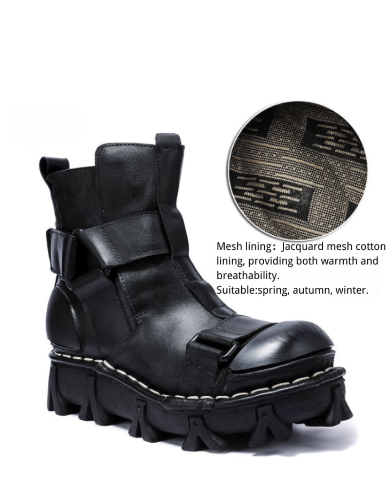 Unisex Punk Motorcycle Platform Boots -  comfortable combat boots - Unisex Punk Motorcycle Platform Boots for Comfort and Style - View 17