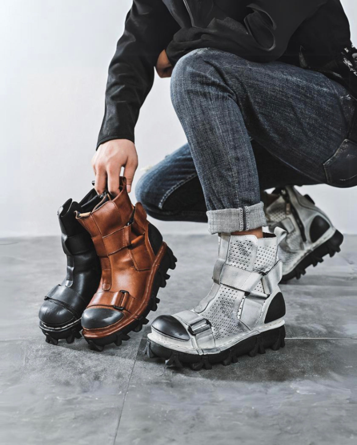 Unisex Punk Motorcycle Platform Boots - punk boots - Unisex Punk Motorcycle Platform Boots for Comfort and Style - View 2