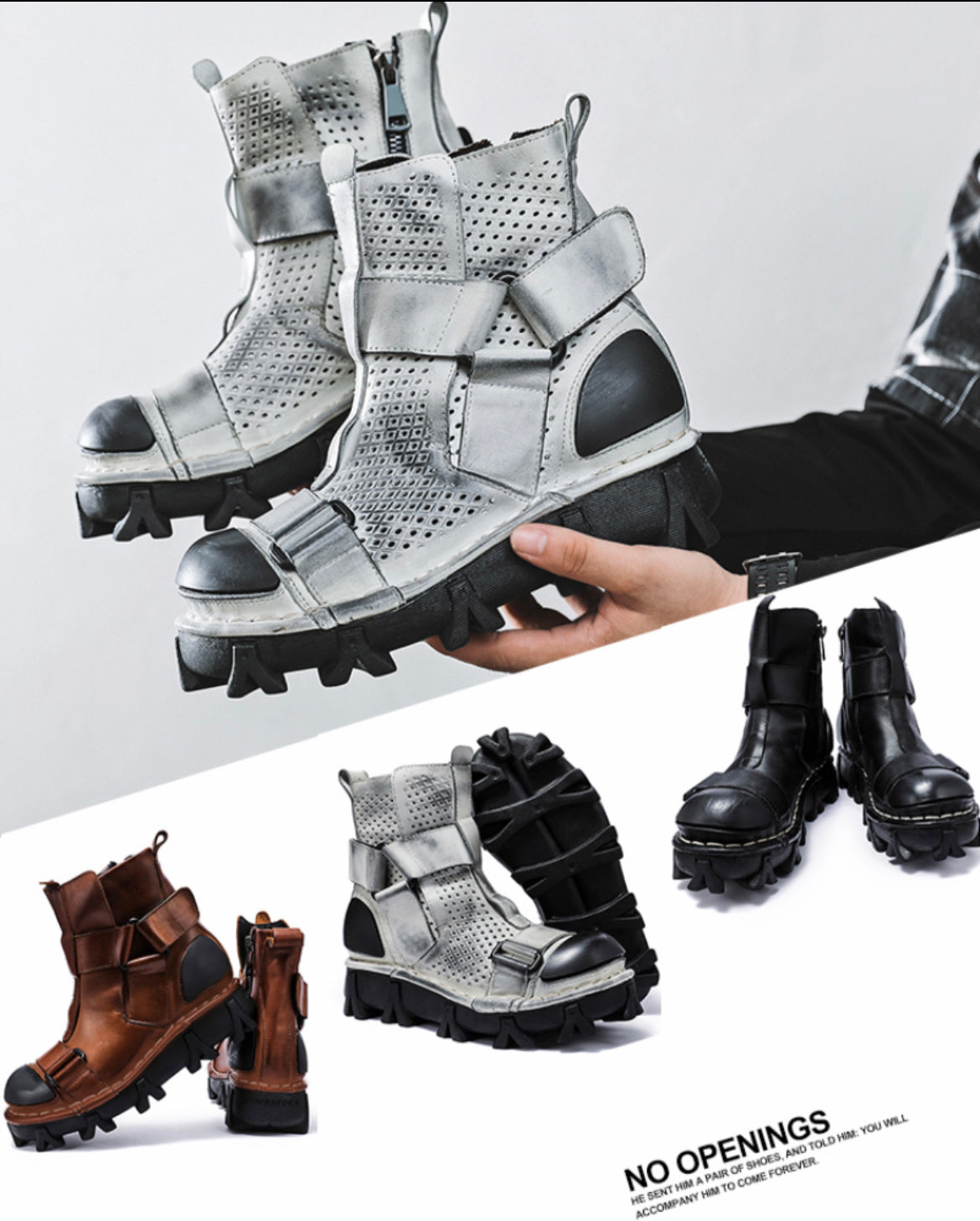 Unisex Punk Motorcycle Platform Boots -  stylish outdoor boots - Unisex Punk Motorcycle Platform Boots for Comfort and Style - View 6