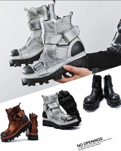 Unisex Punk Motorcycle Platform Boots -  stylish outdoor boots - Unisex Punk Motorcycle Platform Boots for Comfort and Style - View 6