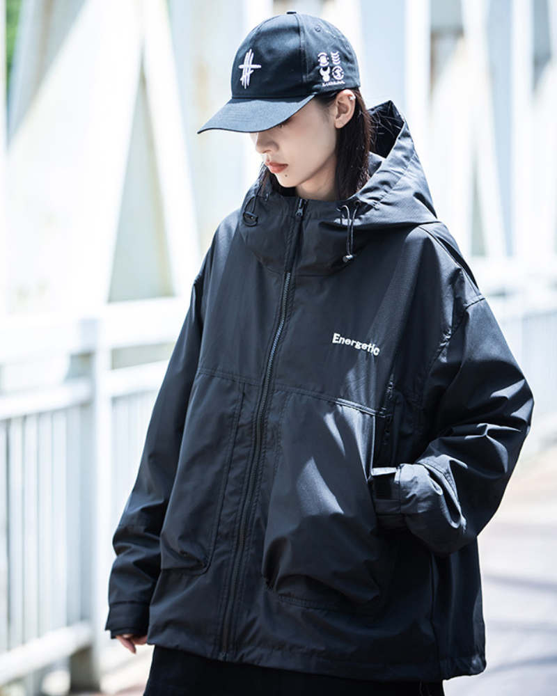 Unisex Tech-Inspired Layered Jacket in Black – Imaphotic