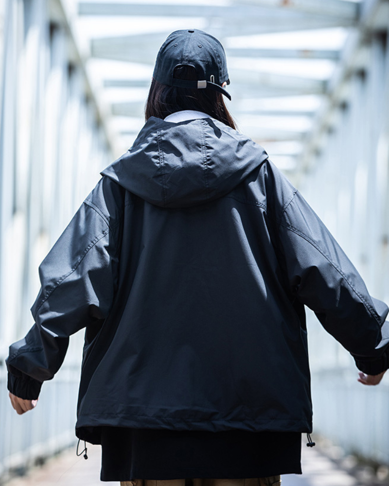Unisex Tech-Inspired Layered Jacket - techwear jacket - Unisex Tech-Inspired Layered Jacket in Black - View 2