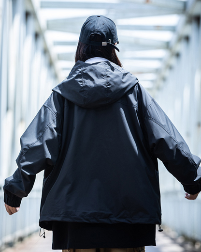 Unisex Tech-Inspired Layered Jacket - techwear jacket - Unisex Tech-Inspired Layered Jacket in Black - View 2