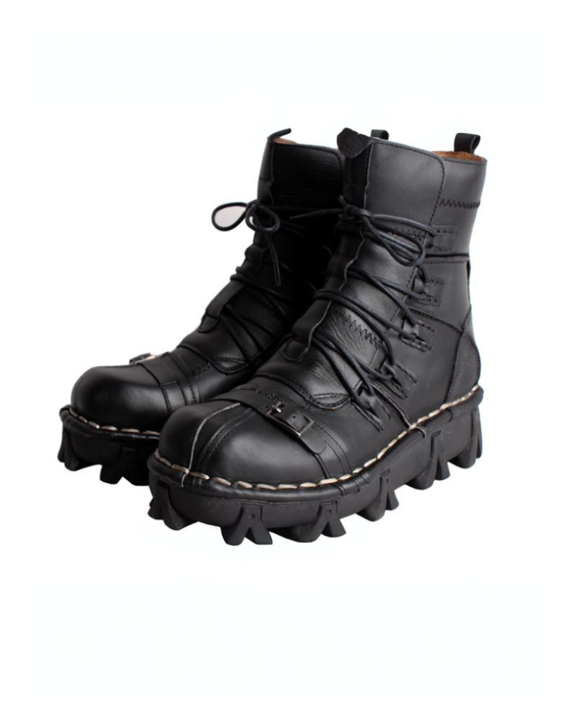 Unisex Techwear Punk Riding Boots -  durable leather boots - Unisex Techwear Punk Motorcycle Riding Boots - View 3