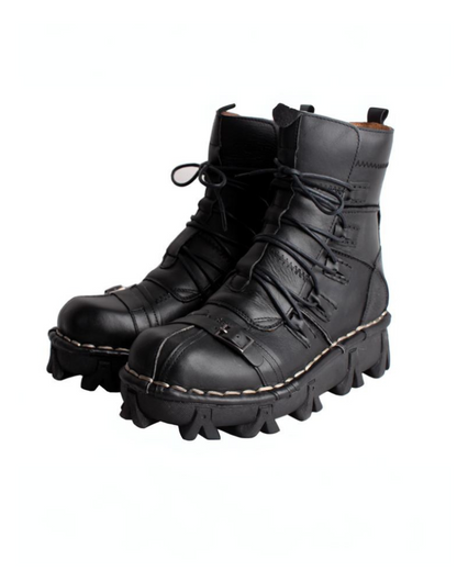 Unisex Techwear Punk Riding Boots -  durable leather boots - Unisex Techwear Punk Motorcycle Riding Boots - View 3