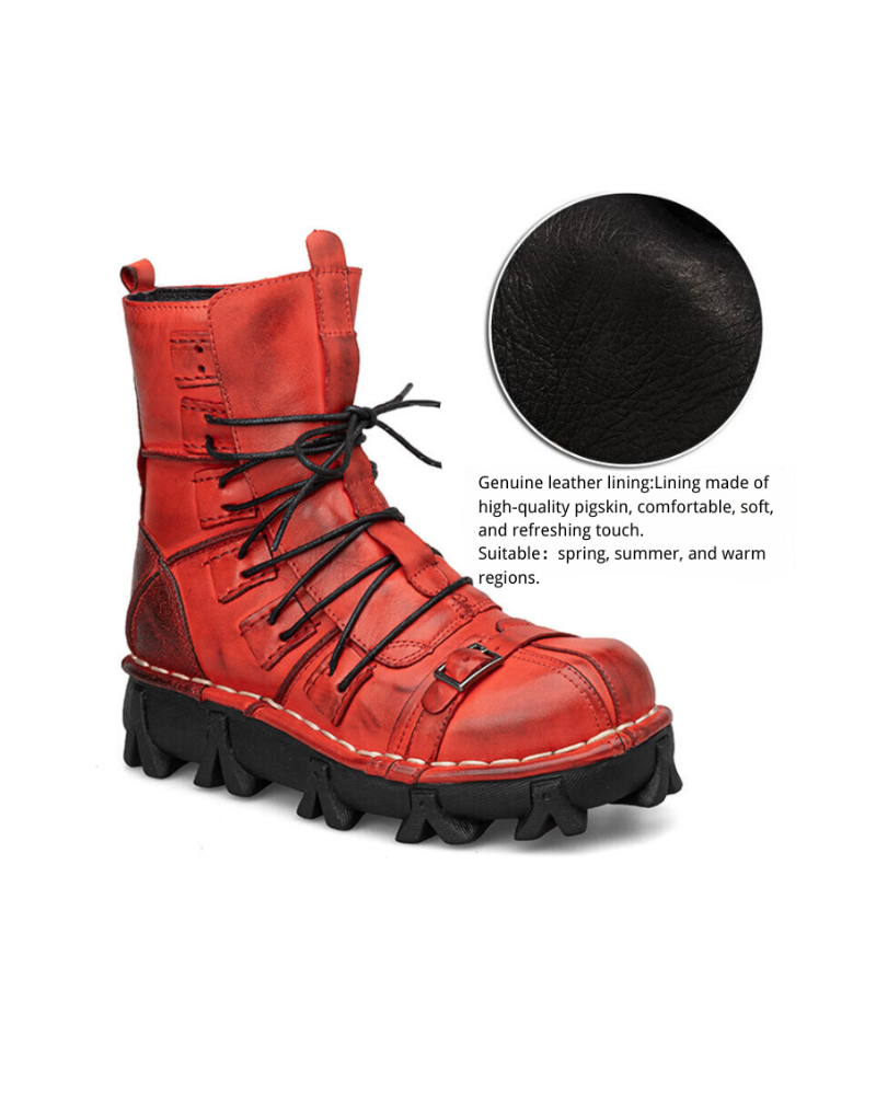 Unisex Techwear Punk Riding Boots -  durable leather boots - Unisex Techwear Punk Motorcycle Riding Boots - View 9
