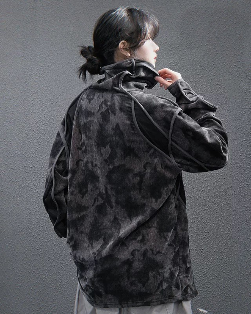 Unisex Tie-Dye Turtleneck Sweatshirt -  techwear - Unisex Tie-Dye Turtleneck Sweatshirt for Everyday Style - View 6