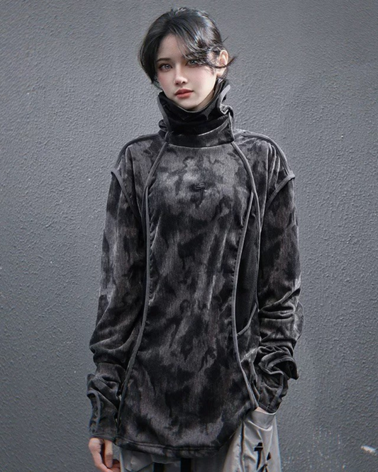 Unisex Tie-Dye Turtleneck Sweatshirt - techwear sweatshirt - Unisex Tie-Dye Turtleneck Sweatshirt for Everyday Style - Main view