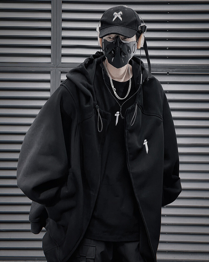 Unisex Urban Zip-Up Hoodie -  comfy durable hoodie - Unisex Urban Zip-Up Hoodie for Futuristic Streetwear - View 3