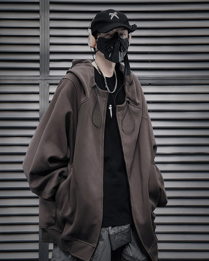 Unisex Urban Zip-Up Hoodie - futuristic streetwear hoodie - Unisex Urban Zip-Up Hoodie for Futuristic Streetwear - Main view
