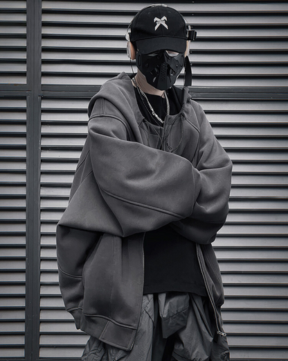 Unisex Urban Zip-Up Hoodie -  streetwear - Unisex Urban Zip-Up Hoodie for Futuristic Streetwear - View 5