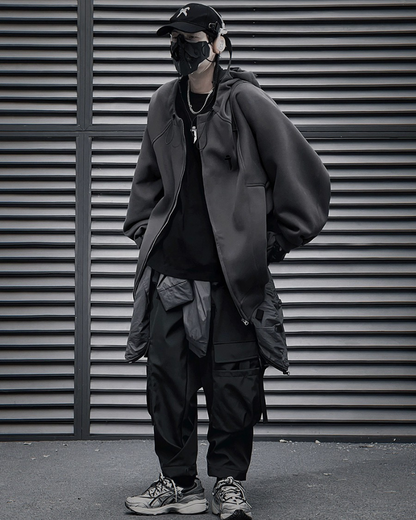 Unisex Urban Zip-Up Hoodie -  techwear aesthetics - Unisex Urban Zip-Up Hoodie for Futuristic Streetwear - View 7