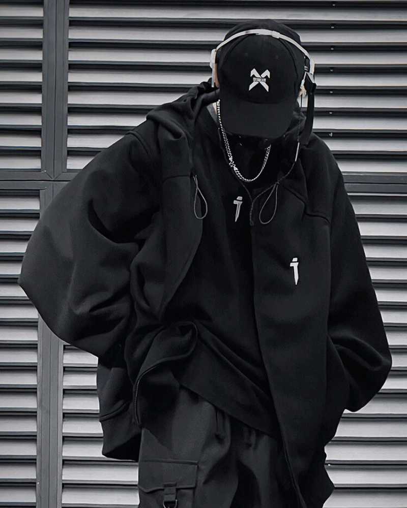 Unisex Urban Zip-Up Hoodie -  techwear - Unisex Urban Zip-Up Hoodie for Futuristic Streetwear - View 6
