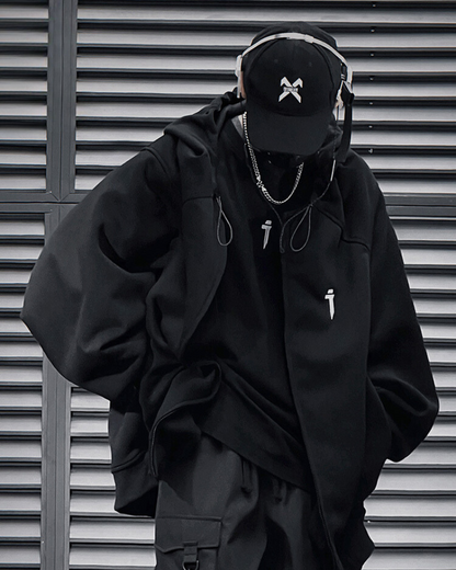 Unisex Urban Zip-Up Hoodie -  techwear - Unisex Urban Zip-Up Hoodie for Futuristic Streetwear - View 6
