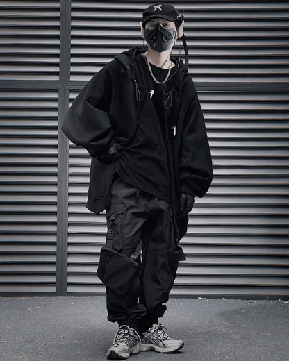 Unisex Urban Zip-Up Hoodie -  unisex - Unisex Urban Zip-Up Hoodie for Futuristic Streetwear - View 8