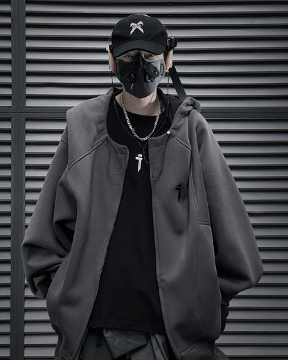 Unisex Urban Zip-Up Hoodie - urban hoodie - Unisex Urban Zip-Up Hoodie for Futuristic Streetwear - View 2