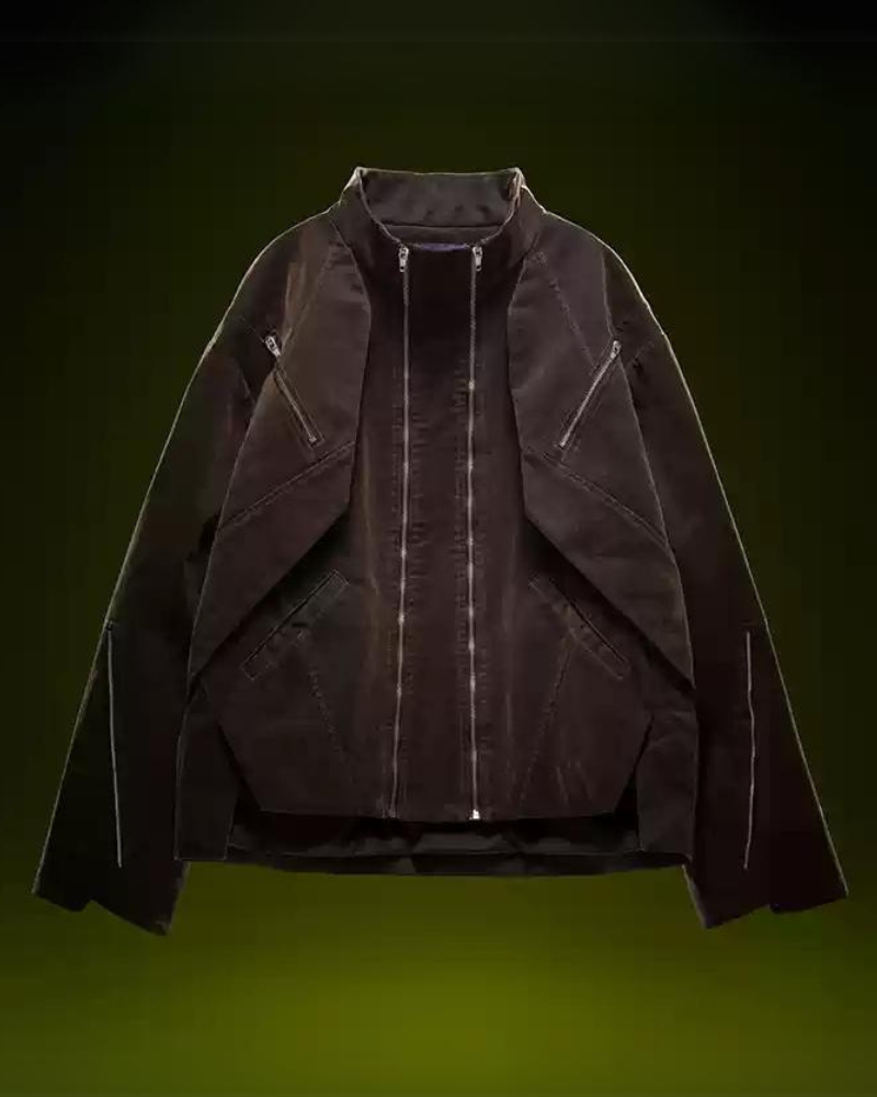 Unisex Velvet Cyberpunk Jacket - futuristic techwear coat - Unisex Velvet Cyberpunk Jacket in Unique Colors - View 9