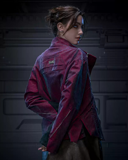 Unisex Velvet Cyberpunk Jacket -  modern streetwear - Unisex Velvet Cyberpunk Jacket in Unique Colors - View 3
