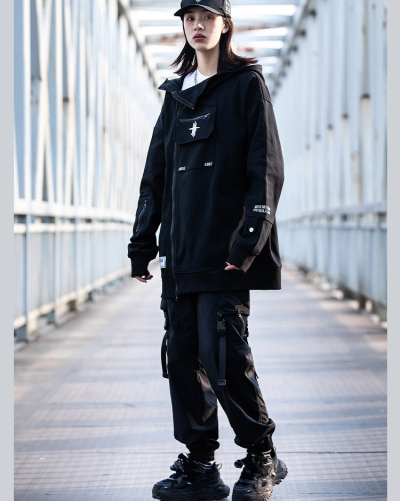 Unisex Zip Techwear Hoodie - hoodie - Unisex Zip Techwear Hoodie for Everyday Comfort - View 10