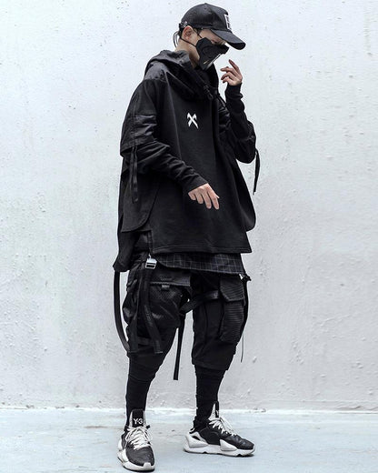 Urban Black Multi-Pocket Cargo Pants -  stylish techwear pants - Urban Black Multi-Pocket Cargo Pants for Versatile Style - View 6