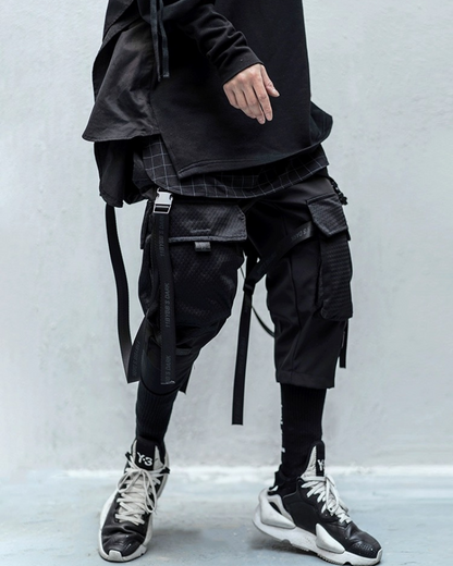 Urban Black Multi-Pocket Cargo Pants - cargo pants - Urban Black Multi-Pocket Cargo Pants for Versatile Style - Main view