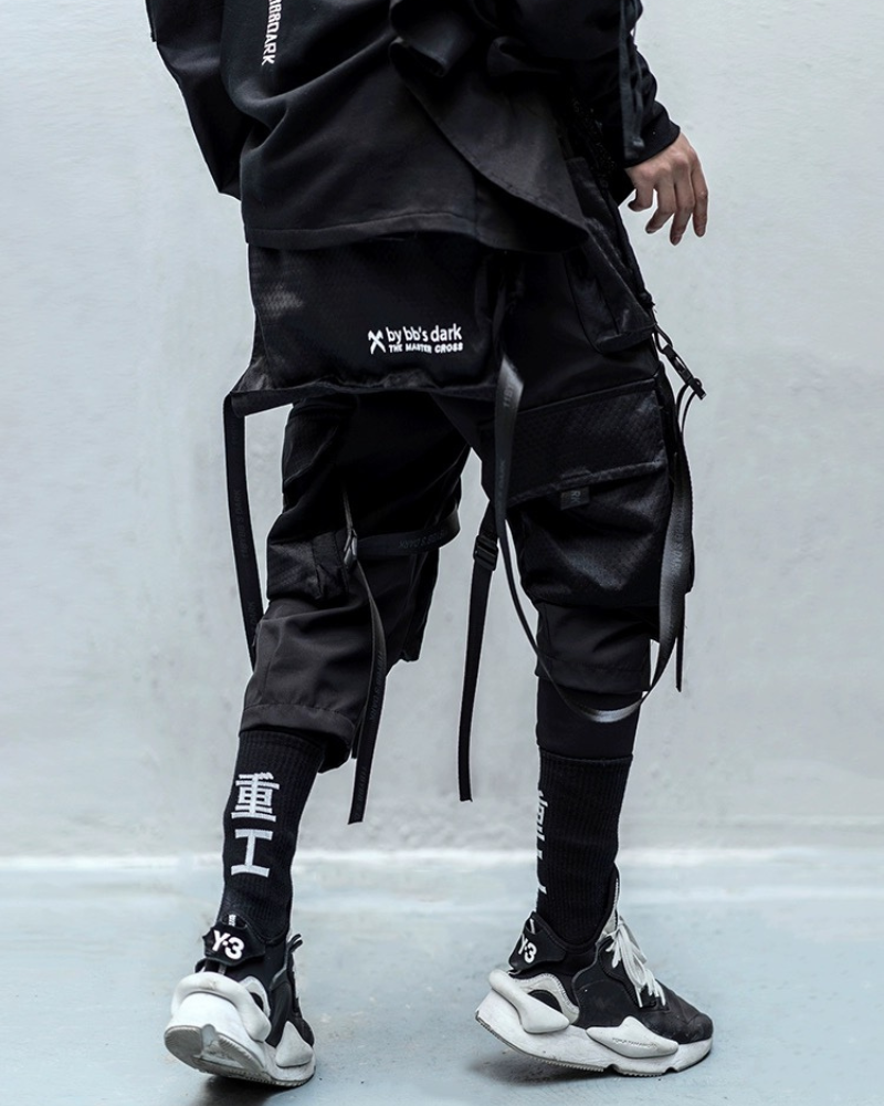 Urban Black Multi-Pocket Cargo Pants - ninja-inspired cargo pants - Urban Black Multi-Pocket Cargo Pants for Versatile Style - View 2