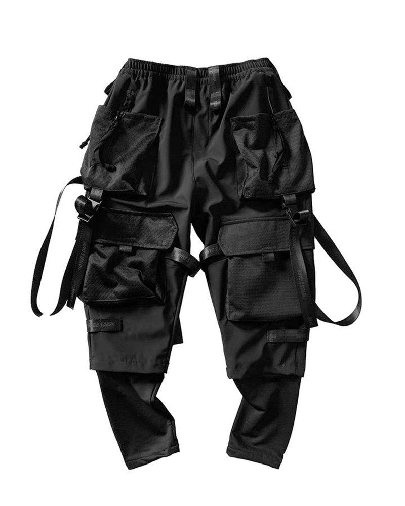 Urban Black Multi-Pocket Cargo Pants -  urban fashion - Urban Black Multi-Pocket Cargo Pants for Versatile Style - View 8