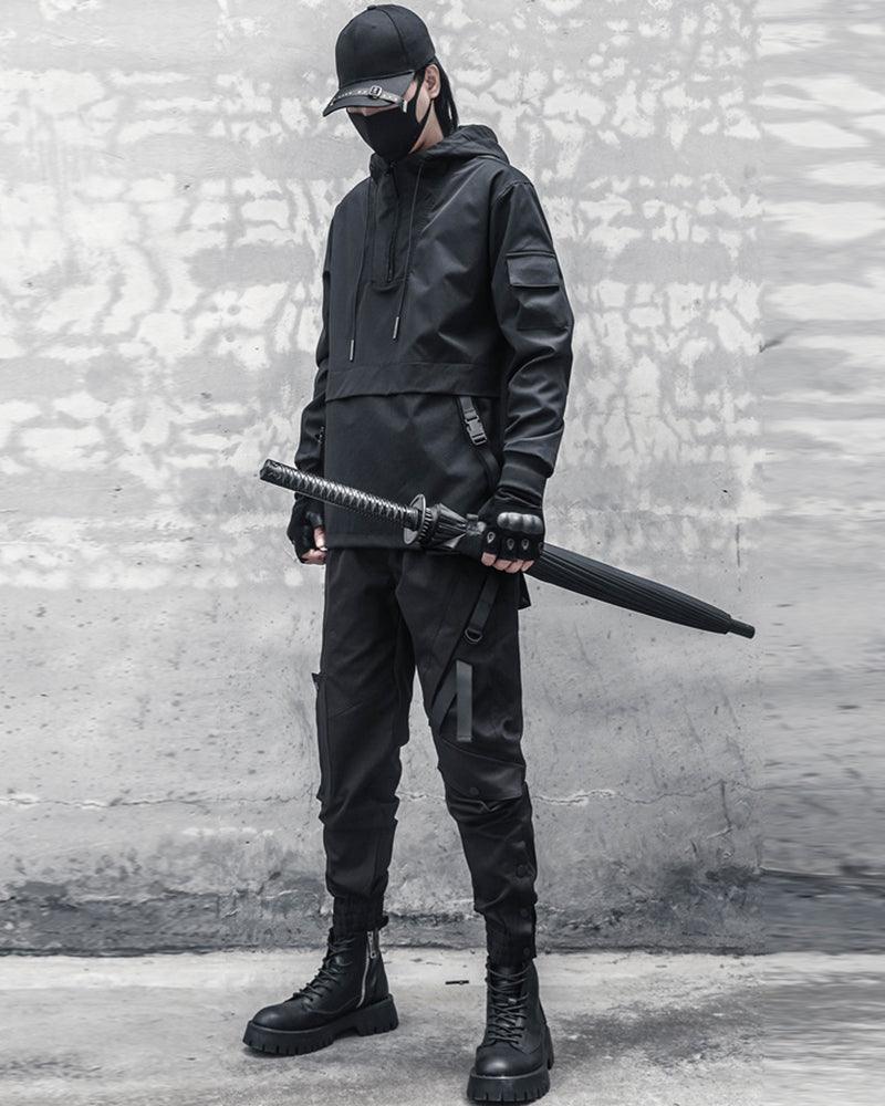 Urban Black Slim Cargo Pants -  techwear - Urban Black Slim Cargo Pants for Modern Performance - View 7