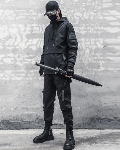 Urban Black Slim Cargo Pants -  techwear - Urban Black Slim Cargo Pants for Modern Performance - View 7