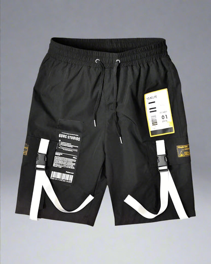 Urban Cargo Shorts with Ribbon Detail - cargo shorts - Stylish Urban Cargo Shorts with Ribbon Detail - Main view