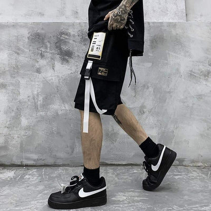 Urban Cargo Shorts with Ribbon Detail -  comfortable summer shorts - Stylish Urban Cargo Shorts with Ribbon Detail - View 5