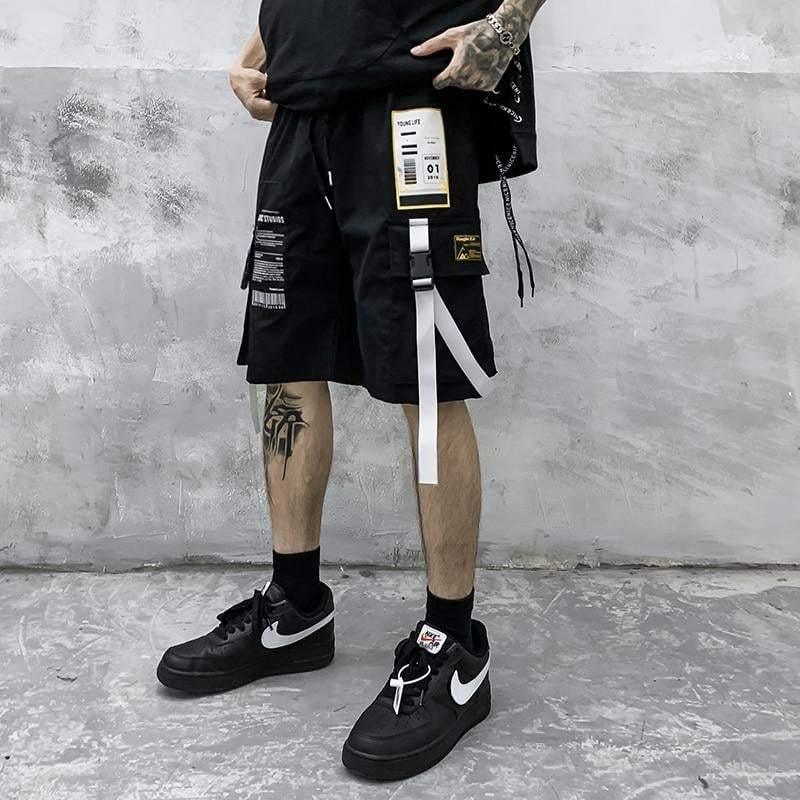 Urban Cargo Shorts with Ribbon Detail - lightweight cargo shorts - Stylish Urban Cargo Shorts with Ribbon Detail - View 2