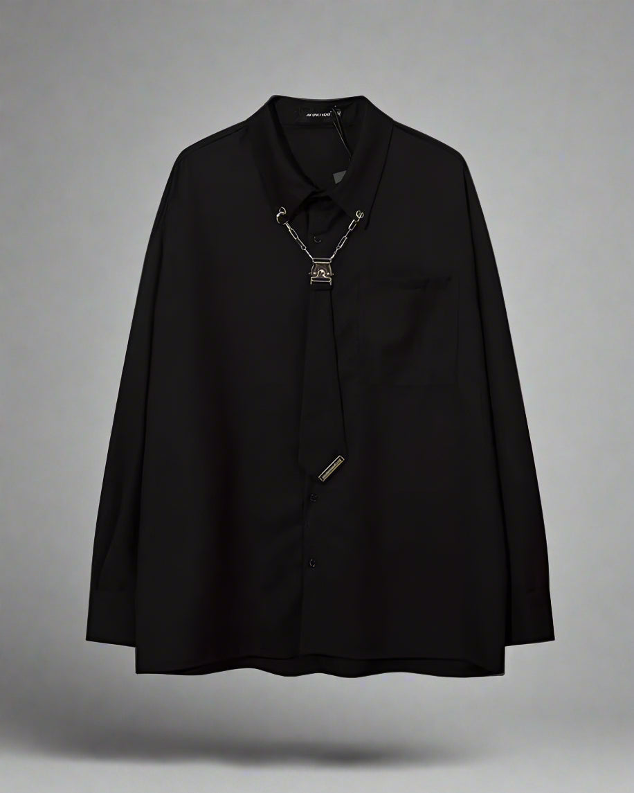 Urban Chain Tie Long Sleeve -  minimalist - Urban Chain Tie Long Sleeve Shirt for Modern Style - View 7